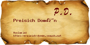 Preisich Domán névjegykártya